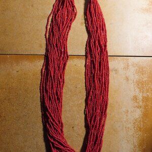 Impressive Red Coral Beaded Necklace; Unbranded; 28 Strands